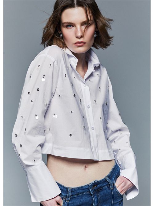 Camicia boxy con ricami gioiello LIU JO | WA6173T039A/11111